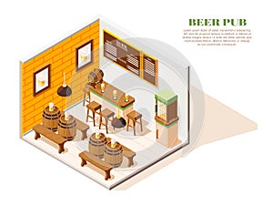 Beer Pub Isometric Composition