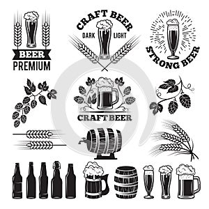 Beer pub labels set. Logo design elements. Brewery