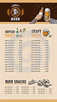 Beer restaurant brochure vector