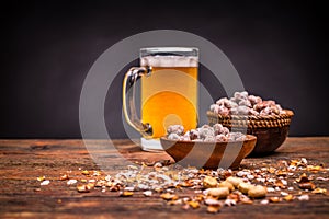 Beer and roasted peanuts