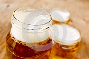 Beer served in glass jars