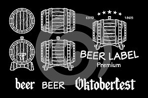 Beer set elements chalkboard octoberfest vector