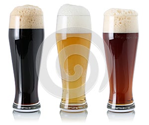 Beer set in glass with foam