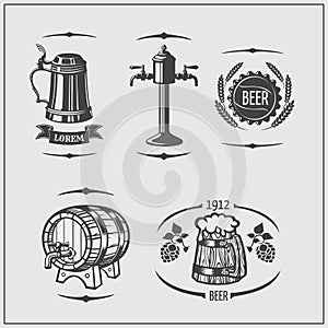 Beer set. Labels and logos. Isolated elements for Oktoberfest.