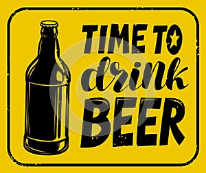 Beer sign. Retro poster for pub or bar vintage vector illustration