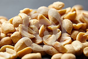 Beer snack. Salty roasted peanuts closeup