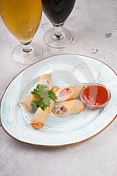 Beer snacks served on a plate