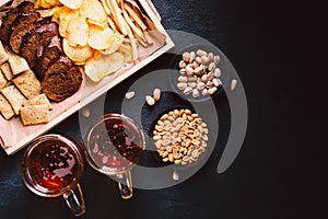 Beer and snacks set. pub, restaurant, bar food