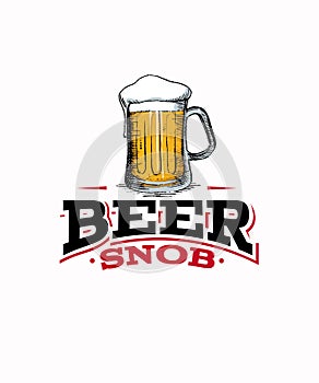 Beer snob white background graphic