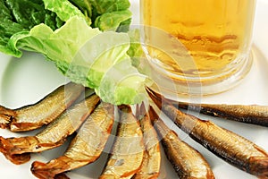 Beer, sprat and lettuce photo