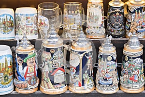 Original bavarian beer stein as souvenirs