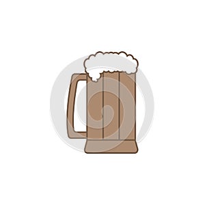 Beer stein. Wooden or clay beer mug. Editable isolated vector illustration, icon and clipart.