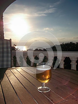 Beer at sunset