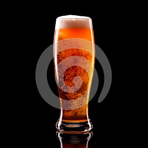 Beer in a tall glass on a dark black background. Mugs with drink like Ipa, Pale Ale, Pilsner, Porter or Stout