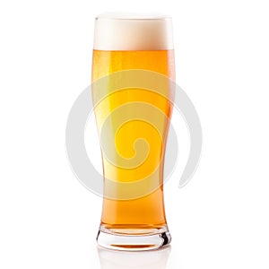 Beer in a tall glass on a white background. Mugs with drink like Ipa, Pale Ale, Pilsner, Porter or Stout