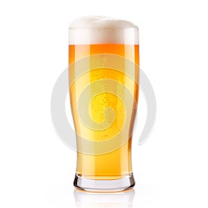 Beer in a tall glass on a white background. Mugs with drink like Ipa, Pale Ale, Pilsner, Porter or Stout