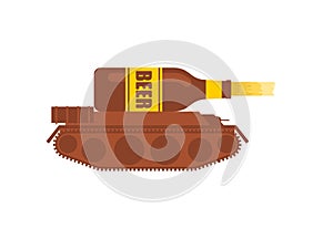 Beer tank. Alcoholic Troops. Military tank shoots beer. vector illustration