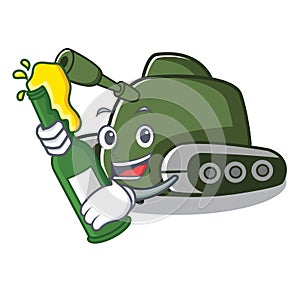 With beer tank mascot cartoon style