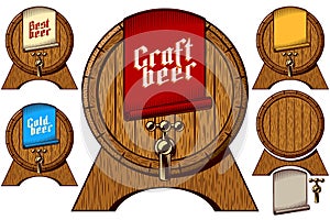 Beer Tap Barrel Wooden Keg Cask Craft Cold Best Label