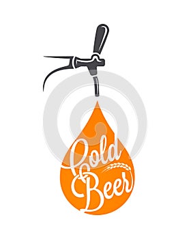 Beer Tap logo. Beer drop on white Background