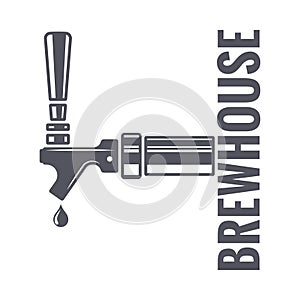 Beer tap logo of brewhouse on white background