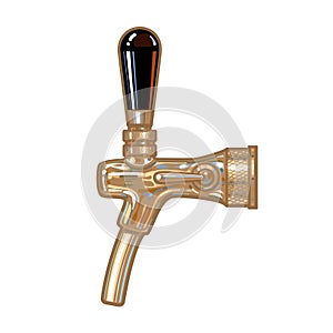 Beer tap. Side view. Hand drawn vector illustration isolated on white background