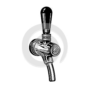Beer tap three quarter view. Hand drawn vector illustration isolated on white background