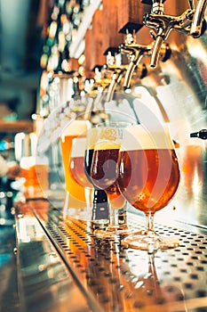 Beer taps in a pub