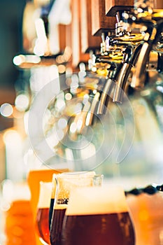 Beer taps in a pub