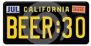 Beer Thity 30 License Plate California photo