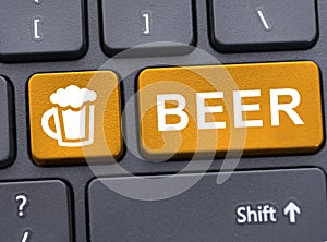 Beer time on key on computer keyboard