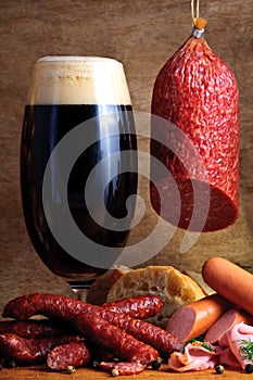 Beer and traditional sausages