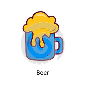 Beer vector Fill outline Icon Design illustration. Holiday Symbol on White background EPS 10 File