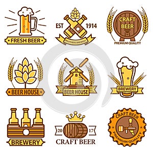 Beer vector icons for brewery bar pub or product labels