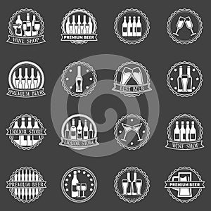 Beer and wine labels vector set