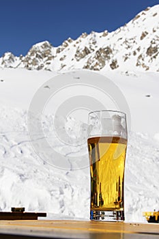 Beer in winter mountains