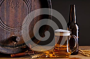 Beer and wooden barrel