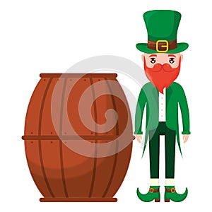 Beer wooden barrel with ireland man