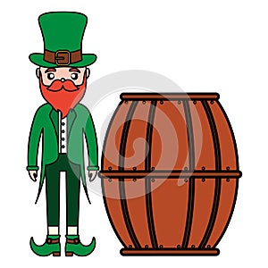 Beer wooden barrel with ireland man