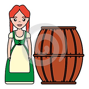 Beer wooden barrel with ireland woman