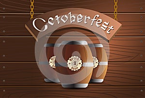 Beer Wooden Barrel Oktoberfest Festival Banner