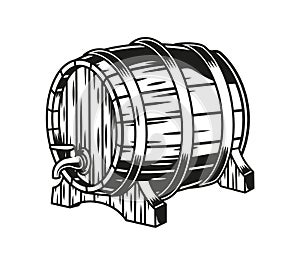 Beer wooden barrel with tap template