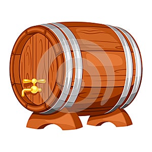 Beer wooden barrel on white background. Illustration for Oktoberfest