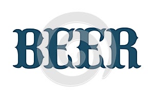 Beer word with western font on white background. Isolated illustration