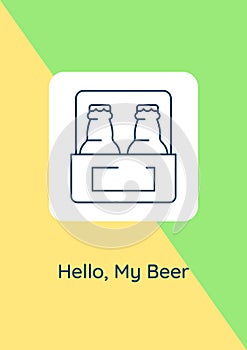 Beerfest postcard with linear glyph icon