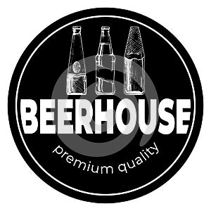 Beerhouse dark round vintage label photo