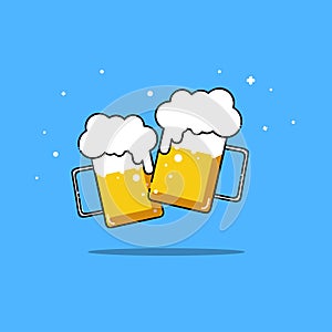 Beers isolated vector illustration party two friend are drinking.