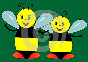 Two bees, vector illustration