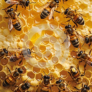 Bees buzzing around sweet honey