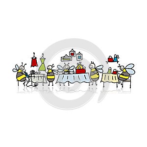 Bees on fair,sketch for your design